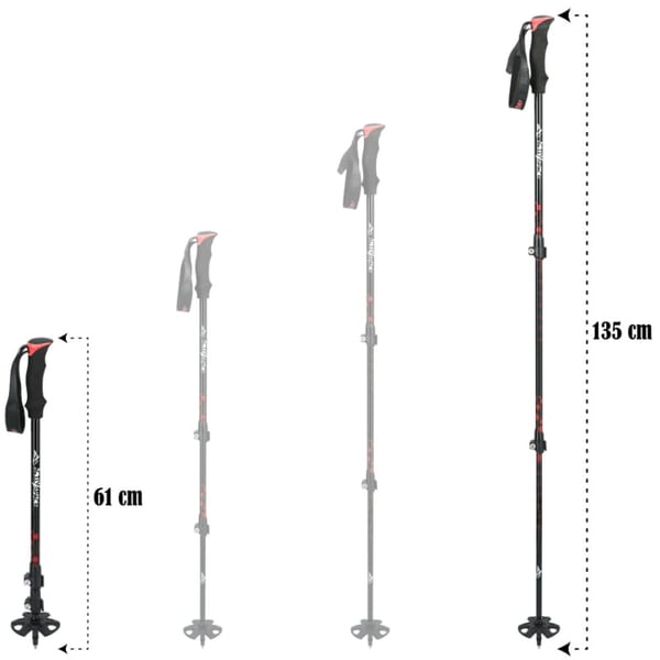 Røde justerbare vandrestave - Standard K02