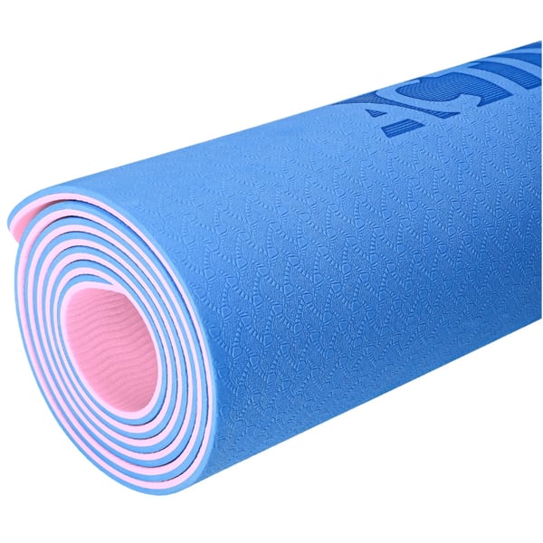TPE-matto kuntojoogaharjoituksiin, vaahtomuovipehmuste - pinkki/sininen - 0,6 cm