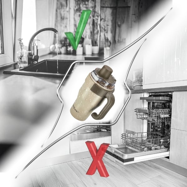 Termosmuki pillikahvalla kahville tai teelle, vuotamaton, 800ml - beige