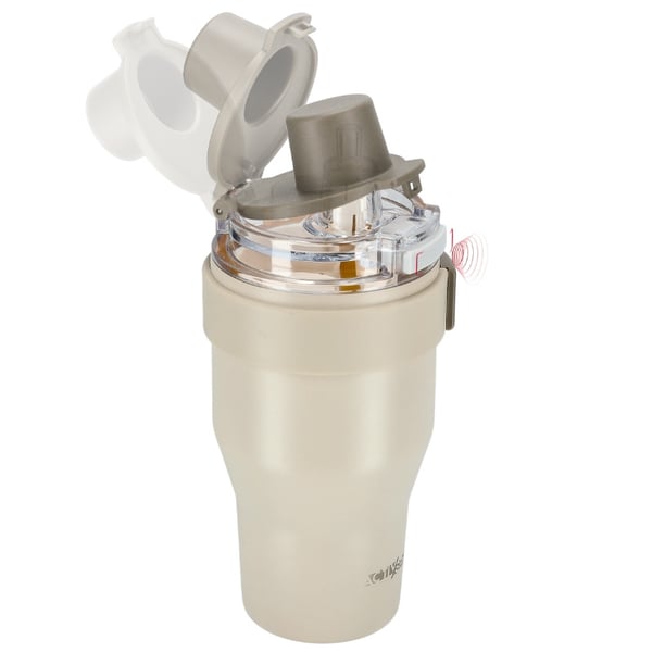 Termosmuki pillikahvalla kahville tai teelle, vuotamaton, 800ml - beige