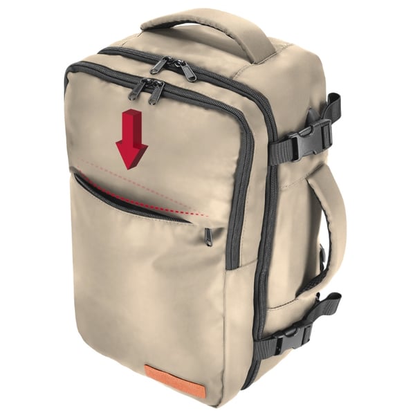 Reseryggsäck 40x20x25 för flygplan, lätt handbagage - beige