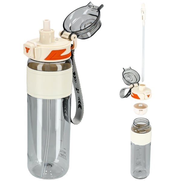 Tritan-juomapullo 1000 ml mittakupilla - valkoinen