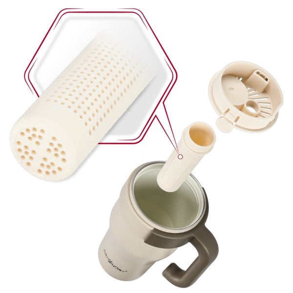 Termosmuki pillikahvalla kahville tai teelle, vuotamaton, 800ml - beige