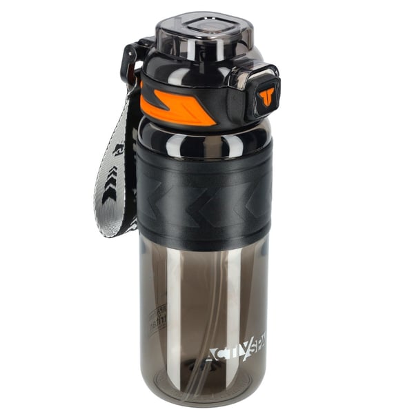 Tritan-juomapullo 600 ml mittakupilla - musta
