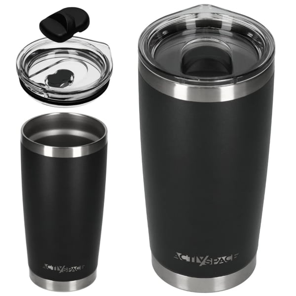 Suuri teräksinen termosmuki 600ml - musta