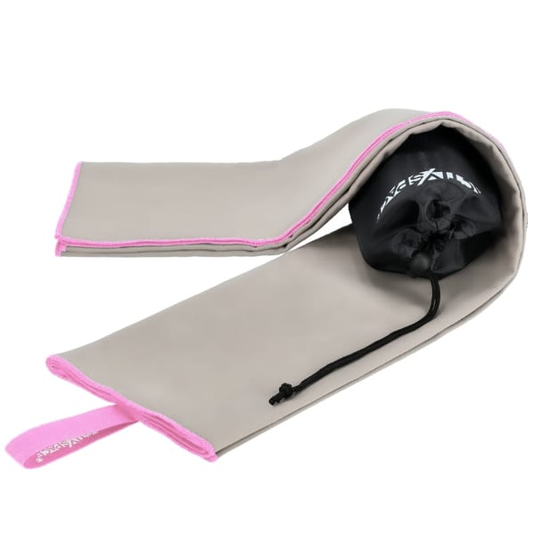 Snabbtorkande mikrofiberhandduk 130x75cm liten - grå+rosa