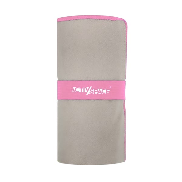 Snabbtorkande mikrofiberhandduk 130x75cm liten - grå+rosa