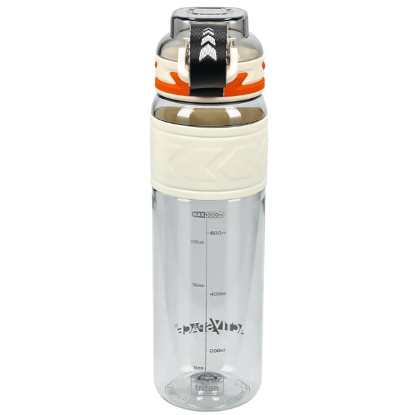 Tritan-juomapullo 1000 ml mittakupilla - valkoinen