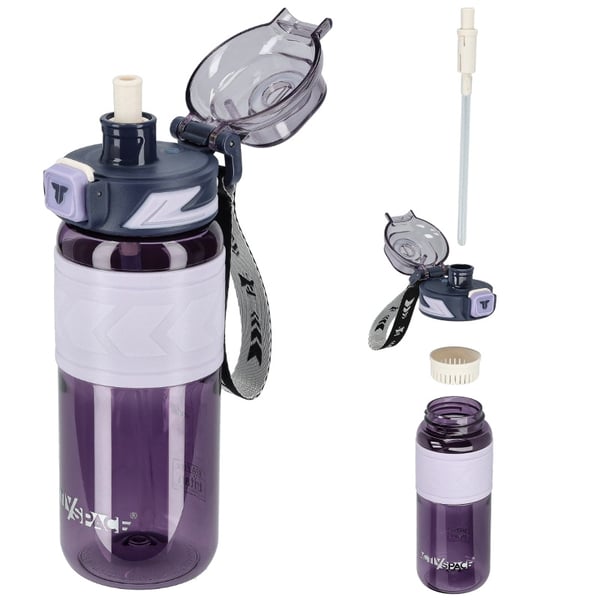 Tritan-juomapullo 600 ml mittakupilla - violetti