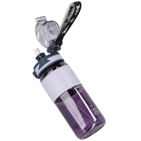 Tritan-juomapullo 600 ml mittakupilla - violetti