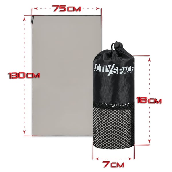 Snabbtorkande mikrofiberhandduk 130x75cm liten - grå