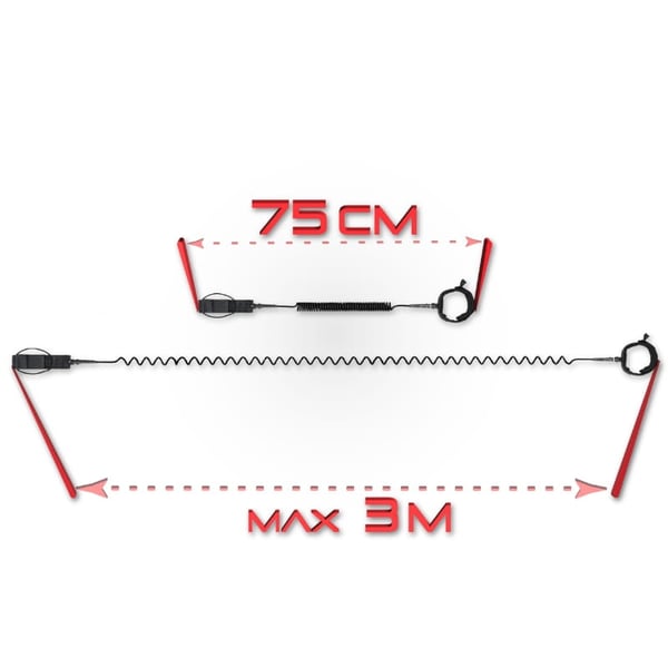 Sikkerhedsline til SUP board 3m line - sort