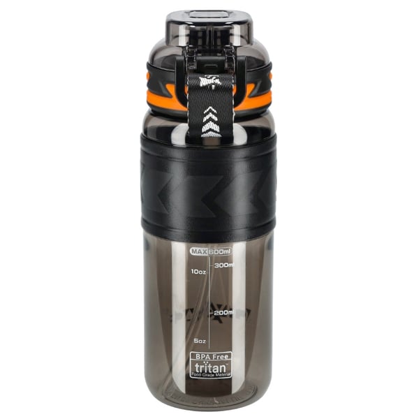 Tritan-juomapullo 600 ml mittakupilla - musta