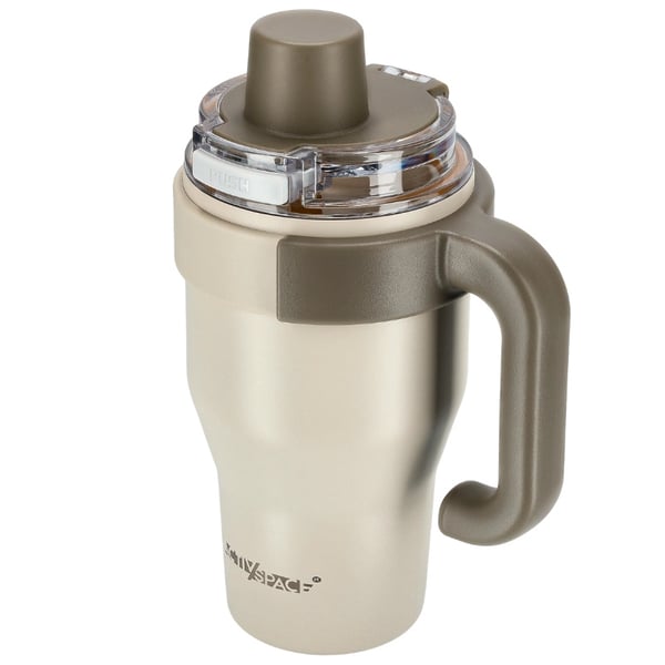Termosmuki pillikahvalla kahville tai teelle, vuotamaton, 800ml - beige