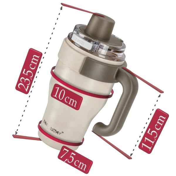 Termosmuki pillikahvalla kahville tai teelle, vuotamaton, 800ml - beige
