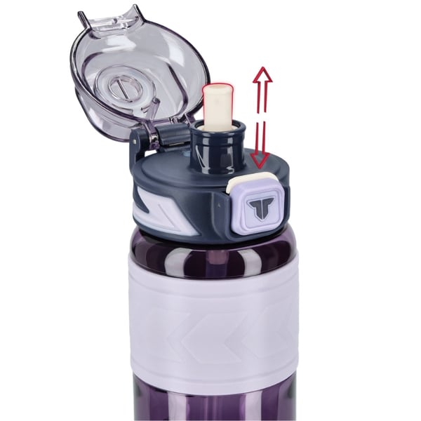 Tritan-juomapullo 600 ml mittakupilla - violetti