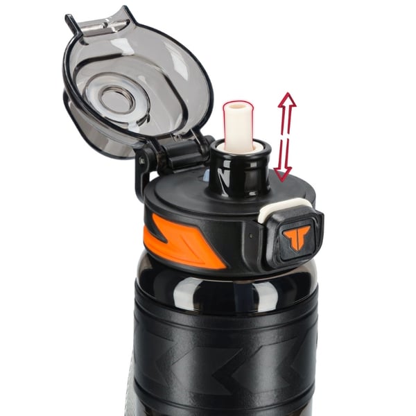 Tritan-juomapullo 600 ml mittakupilla - musta