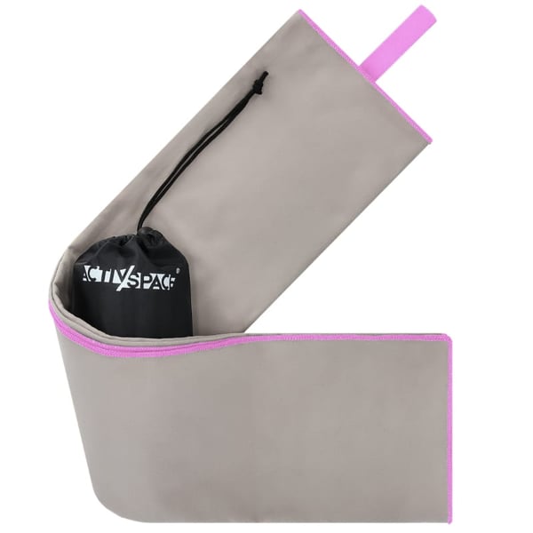 Snabbtorkande mikrofiberhandduk 130x75cm liten - grå+rosa