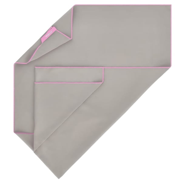 Snabbtorkande mikrofiberhandduk 130x75cm liten - grå+rosa