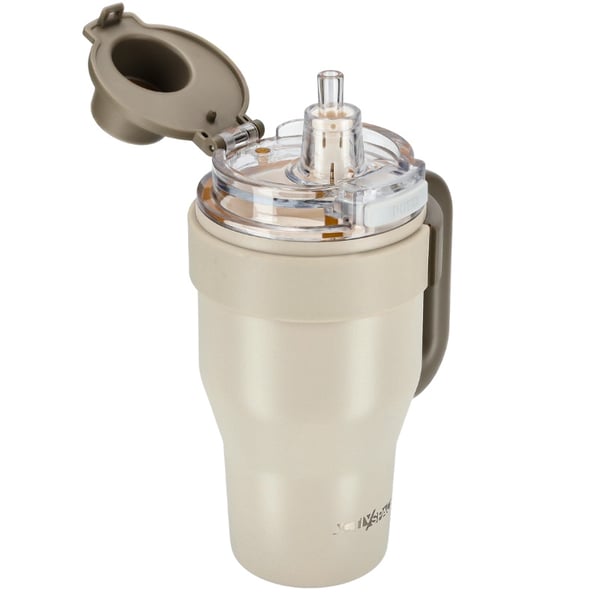 Termosmuki pillikahvalla kahville tai teelle, vuotamaton, 800ml - beige