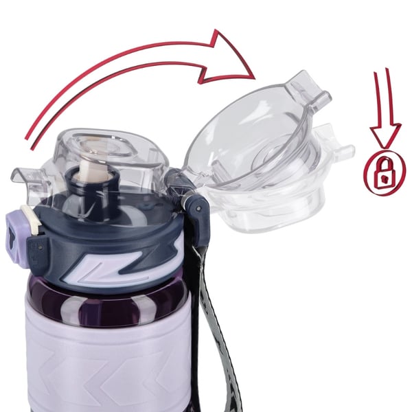 Tritan-juomapullo 600 ml mittakupilla - violetti