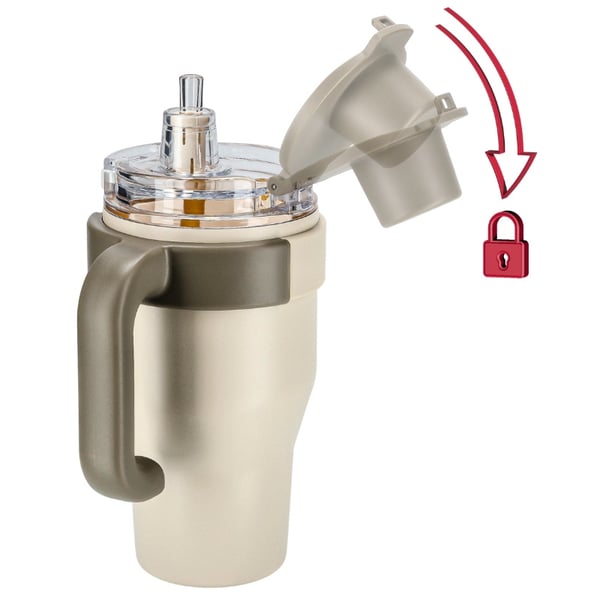 Termosmuki pillikahvalla kahville tai teelle, vuotamaton, 800ml - beige