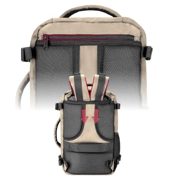 Reseryggsäck 40x20x25 för flygplan, lätt handbagage - beige