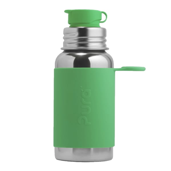 Pura vattenflaska rostfritt stål 550ml med sportlock och silikonhölje - moss