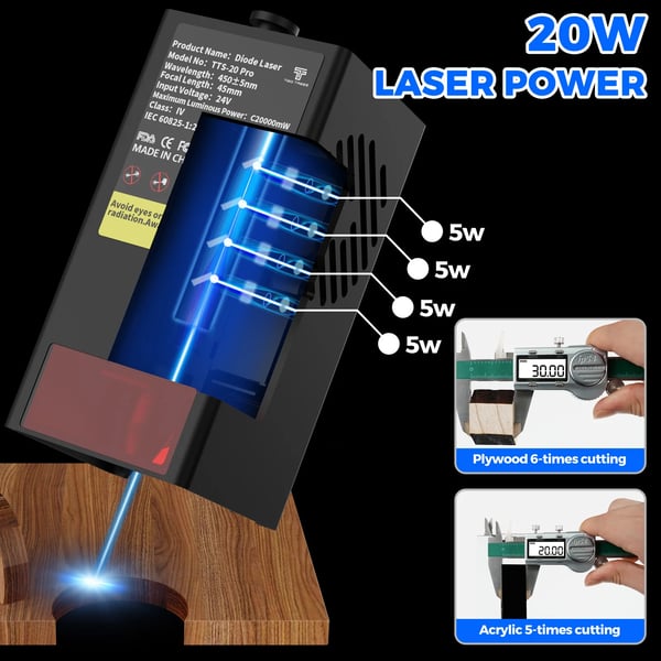 Lasergravering Maskine, Effektiv Hastighed, Brugervenligt Design,EU Stik-e, TTS-20 Pro Dragt 2