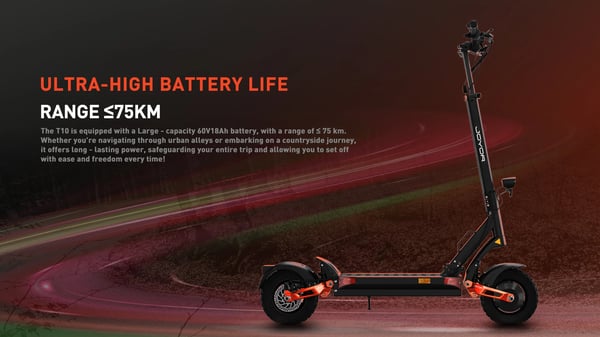 JOYOR T10 (Med NFC) El-løbehjul til voksne 2*1000W motor 60V18AH batteri 10 tommer terrængående el-løbehjul
