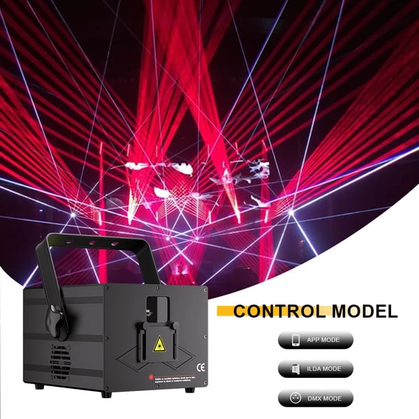 Animaatiolaser, RGB-efektit, DMX-ohjaus, EU-pistoke, 3W