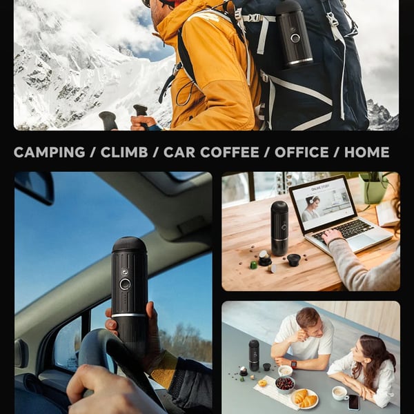 Espresso Kaffemaskine, Bærbar Rejse Design, Dobbelt-Mode Drift,sort