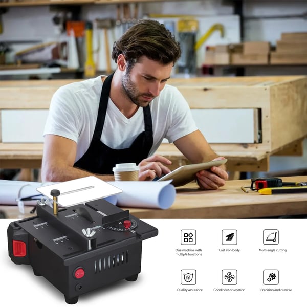 Bordsav, Kompakt Design, Effektiv Batteridrift,Med 1×Batteri