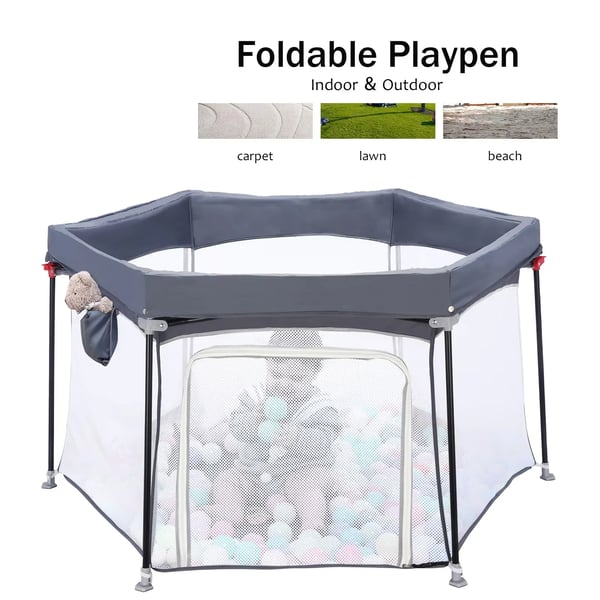 Lekställning, Fällbar Hexagon, Robust Design,GRÅ