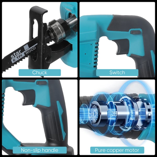 Stiksav, batteridrevet, højhastighedsskæring,2 Batteri, EU