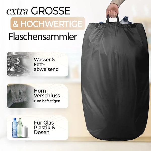 Genbrugsbeholder, Lugt-resistent, Stor kapacitet,L, sort