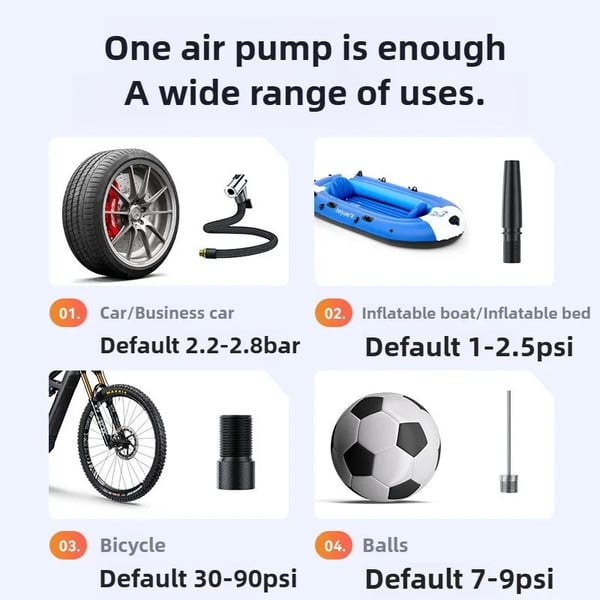 Trådlös Däckpump, Effektiv Uppblåsning, Smart Tryckkontroll, Batteridriven, Svart