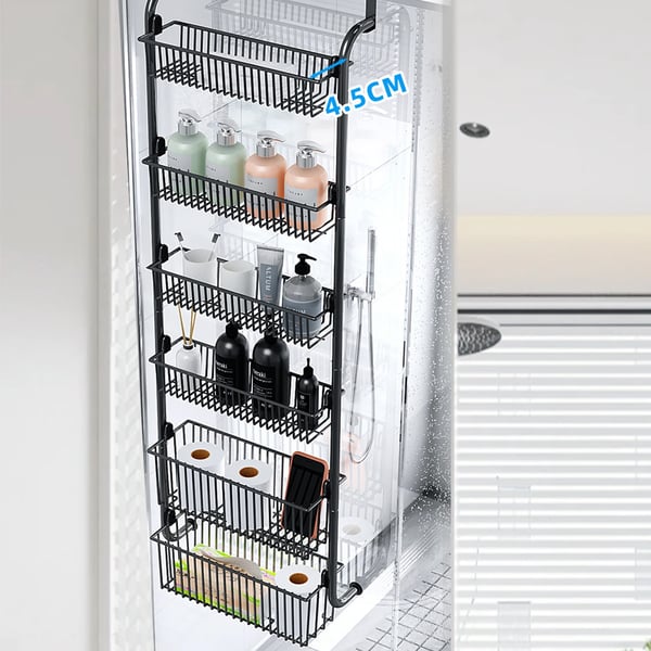 Opbevaringsreol, Over-Døren Design, Kraftige Metal Kurve,sort