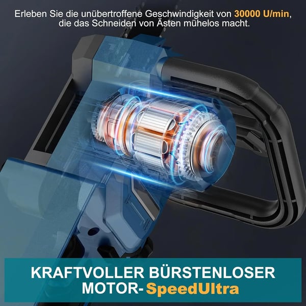 Mini motorsav, trådløs, letvægtsdesign, lang batterilevetid,12 inches, to batterier