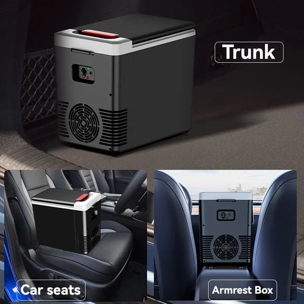 Mini Køleskab, 6-10 Liter Kapacitet, 12V DC og 220V AC Kompatibel, 45 Watts Effekt, Køling Under 20°C, Opvarmning Op Til 65°C