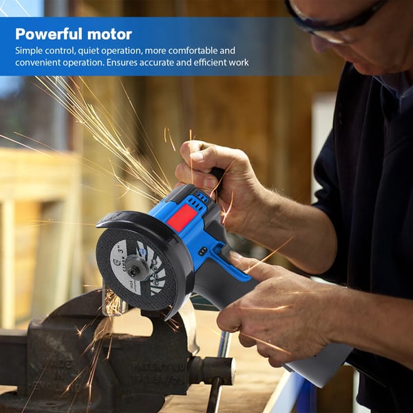 Vinkelsliber, Trådløs Design, Kraftfuld Motor,Med 2XBattery