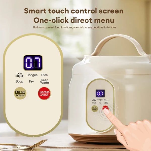 Mini Risekoger, Non-Stick Gryde, Digital Timer Kontrol,Gul