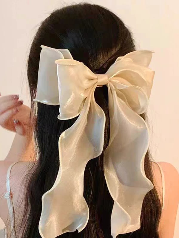 Hiusklipsi, samppanja organza-rusetti, kevyt muotoilu, samppanja