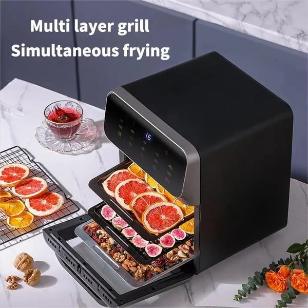 Ilmafriteeri, 10L kapasiteetti, 360° konvektiokeitto,EU, FD-1015B Musta Harmaa