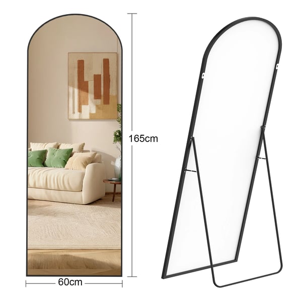 Helkropsspejl, Metalramme, Justerbar Placering,165×60cm, sort