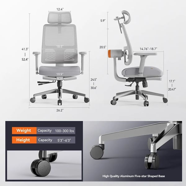 Ergonomisk Stol, Automatisk Følgende Rygstøtte, Justerbar Fodstøtte,NYTRAL MagicH-GPRO