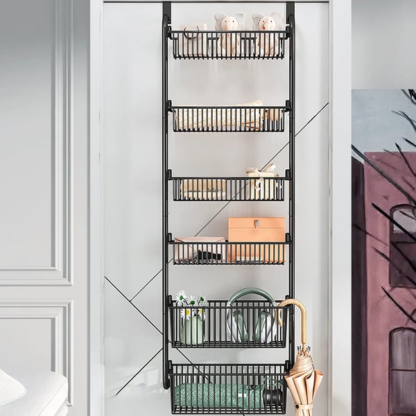 Opbevaringsreol, Over-Døren Design, Kraftige Metal Kurve,sort