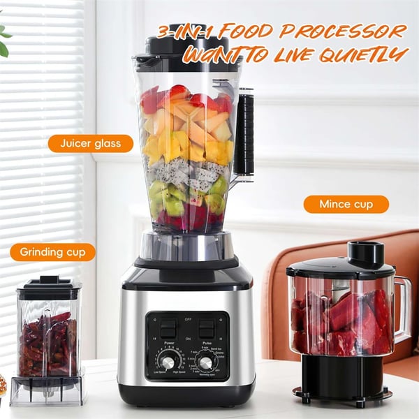 Elektrisk Blender, Multifunktionel Mixer, Høj Effekt 9500W,3L+1.5L+0.5L, EU stik