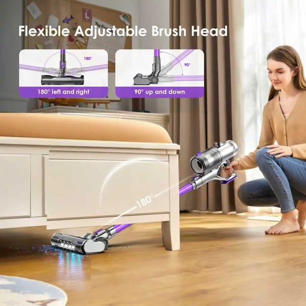 Trådløs Støvsuger, Anti-Tangle Børste, LED Belysning,LILLA