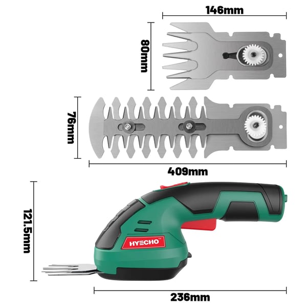 Græsbeskærer Hækkeklipper, 120 mm Klinge Længde, 8 mm Skærediameter, Triple Sikkerhedsfunktioner,sort